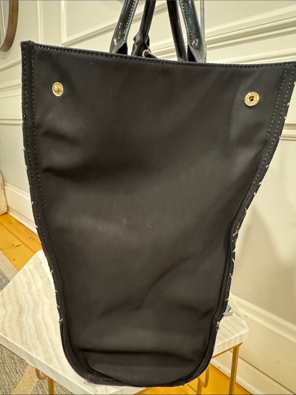 Tory Burch Bag Ella Quilted Black Large Nylon Tote Rare - Picture 7 of 17